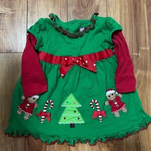 Sophie Rose Festive Green and Red Toddler Holiday Dress